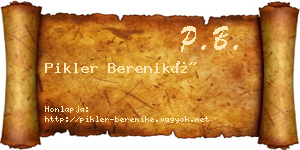 Pikler Bereniké névjegykártya